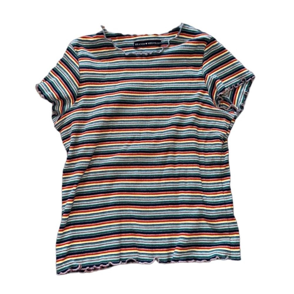 BRANDY MELVILLE STRIPED FITTED TEE